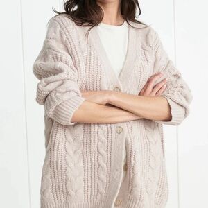 Jenni Kayne Cream Cable Knit Sweater XL